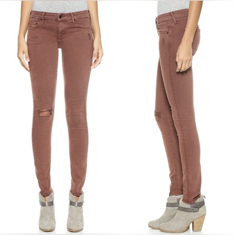 MOTHER Women's Skinny Jeans in Dusty Rose Brown